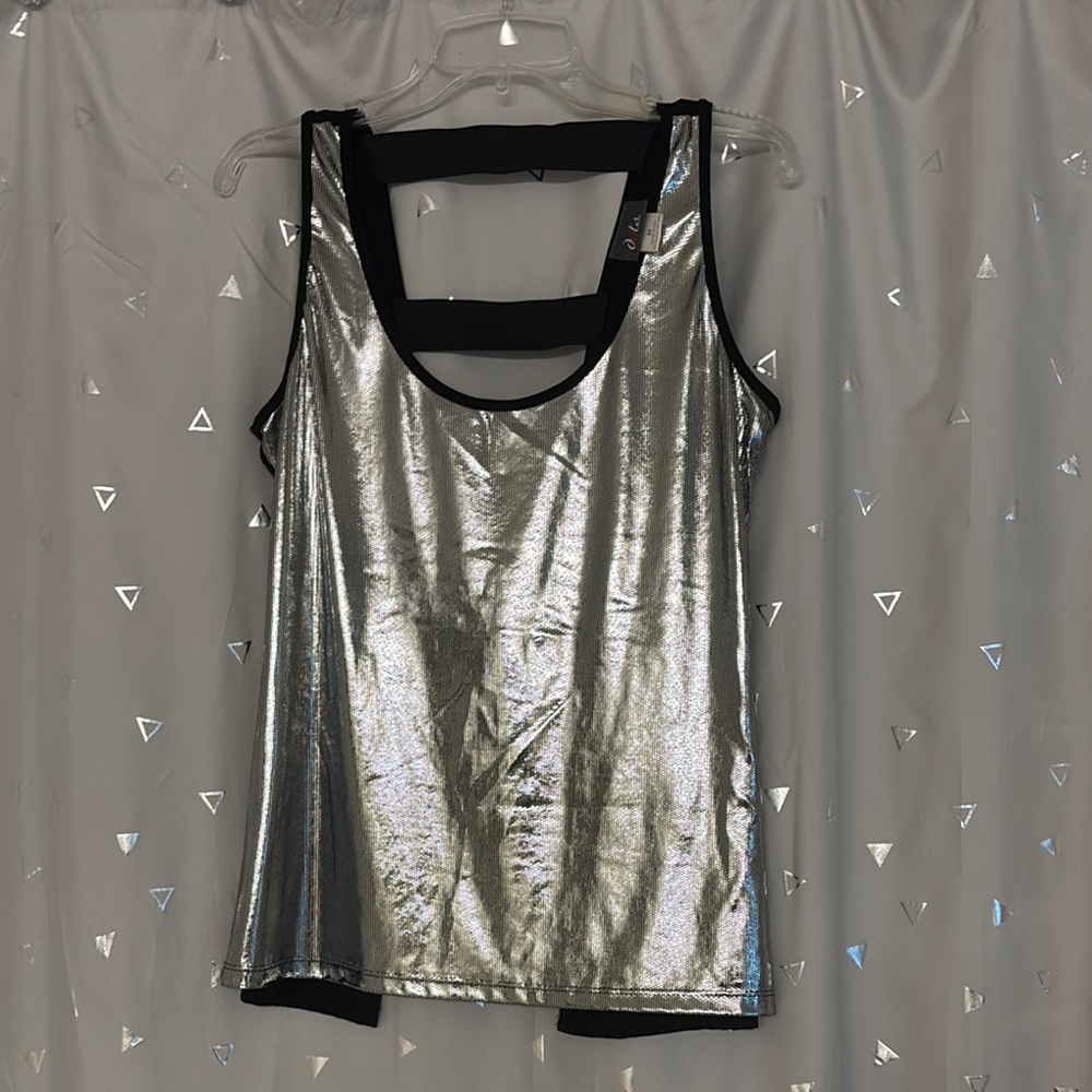 Dots Silver Graphic Cut Out Tank Top